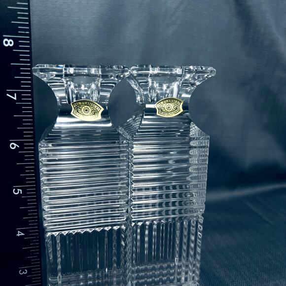 Val St Lambert Crystal Laslo Metropolis Candlestick Candle Holder Glass Decor - Picture 5 of 15